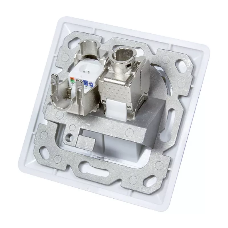 LogiLink NK4020 keystone wandcontactdoos, inbouw, 2 modules, signaalwit
