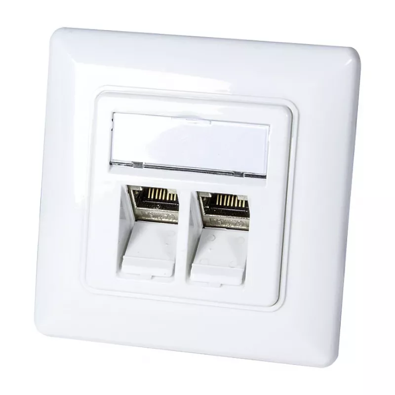 LogiLink NK4020 keystone wandcontactdoos, inbouw, 2 modules, signaalwit