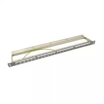 LogiLink NK4039 keystone patchpanel, 24 poorten, 0,5HE, afgeschermd, grijs - 19 inch rackmontage