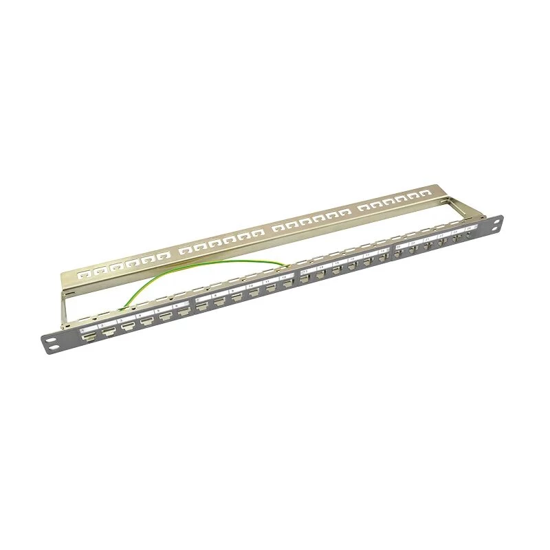 LogiLink NK4039 keystone patchpanel, 24 poorten, 0,5HE, afgeschermd, grijs - 19 inch rackmontage
