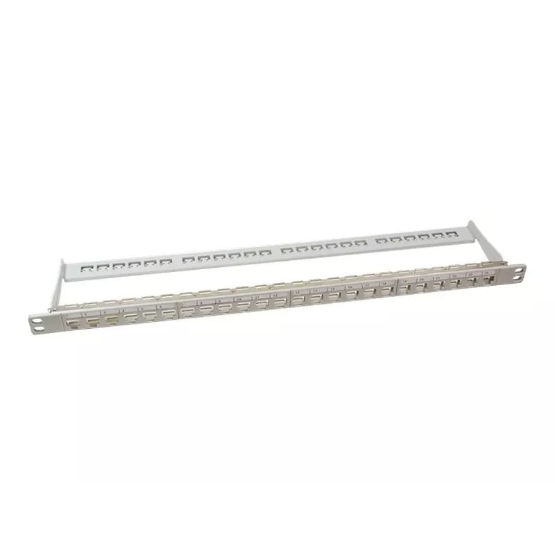 LogiLink NK4039 keystone patchpanel, 24 poorten, 0,5HE, afgeschermd, grijs - 19 inch rackmontage