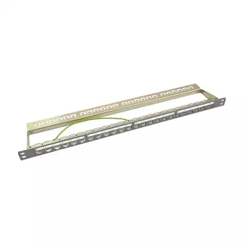 LogiLink NK4039 keystone patchpanel, 24 poorten, 0,5HE, afgeschermd, grijs - 19 inch rackmontage