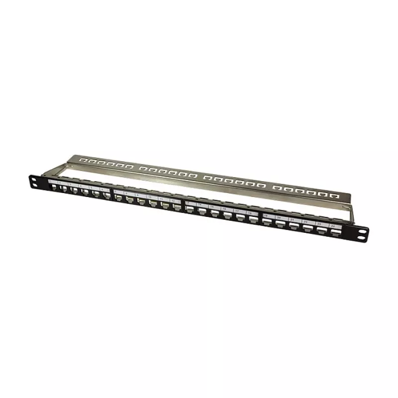 LogiLink NK4040 24-poorts afgeschermd Keystone-patchpanel, 0,5U, zwart