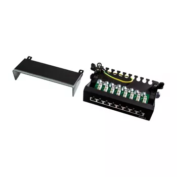 LogiLink NP0017B patchpanel – 8 poorten Cat6 STP, wand-/onderbureaumontage, zwart