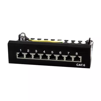 LogiLink NP0017B patchpanel – 8 poorten Cat6 STP, wand-/onderbureaumontage, zwart