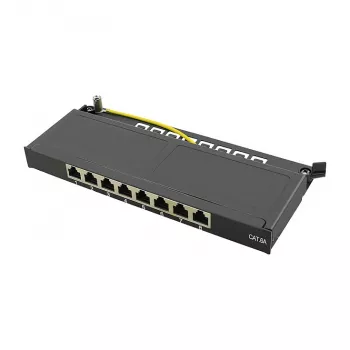 LogiLink NP0064B desktop patchpanel, 8 poorts Cat6A STP, 0.5 HE, zwart