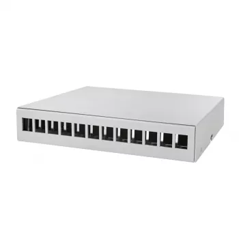 LOGILINK NP0094 Consolidation Point Box 12-poorts, tafel-/wand-/dinrailmontage, lichtgrijs