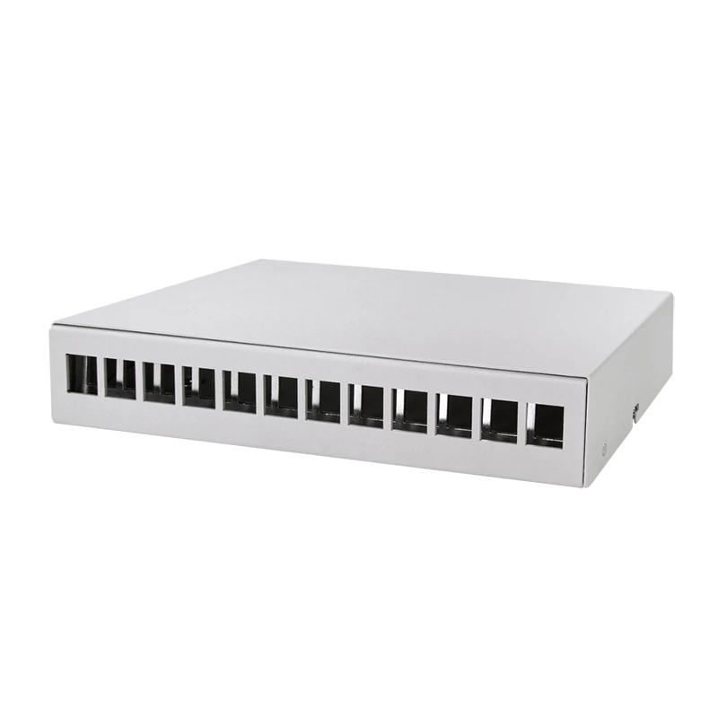 LOGILINK NP0094 Consolidation Point Box 12-poorts, tafel-/wand-/dinrailmontage, lichtgrijs