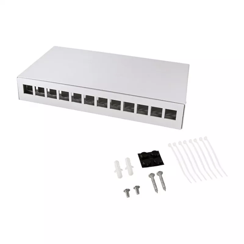 LOGILINK NP0094 Consolidation Point Box 12-poorts, tafel-/wand-/dinrailmontage, lichtgrijs