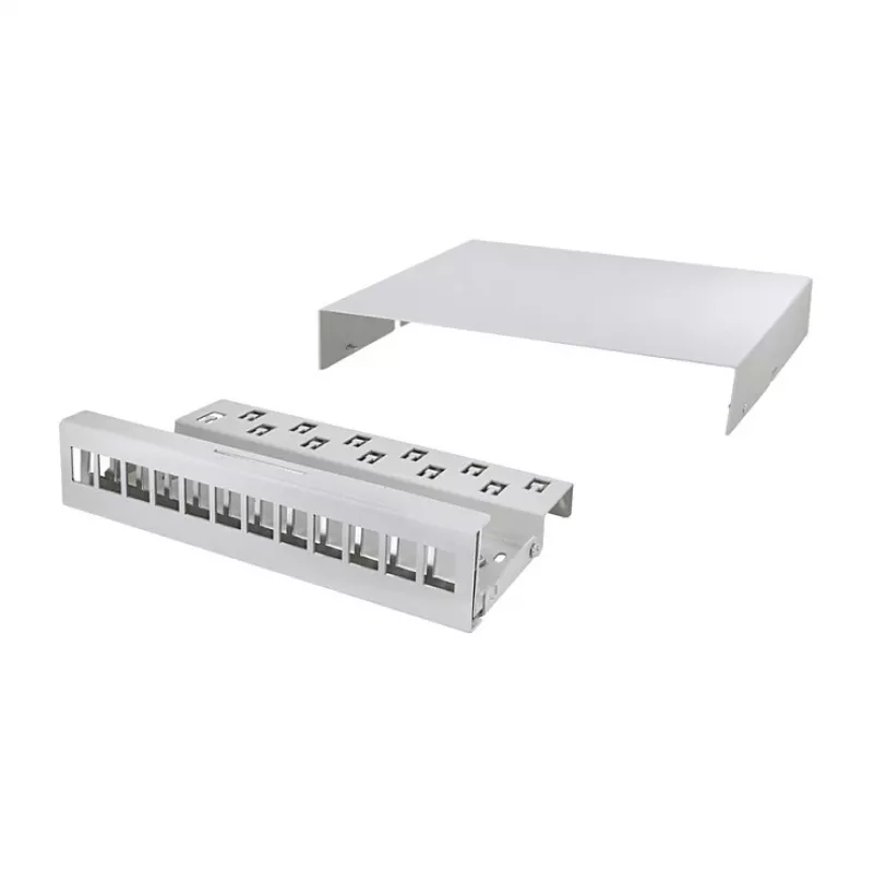 LOGILINK NP0094 Consolidation Point Box 12-poorts, tafel-/wand-/dinrailmontage, lichtgrijs