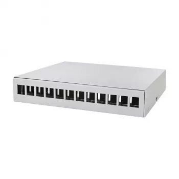 LOGILINK NP0094 Consolidation Point Box 12-poorts, tafel-/wand-/dinrailmontage, lichtgrijs