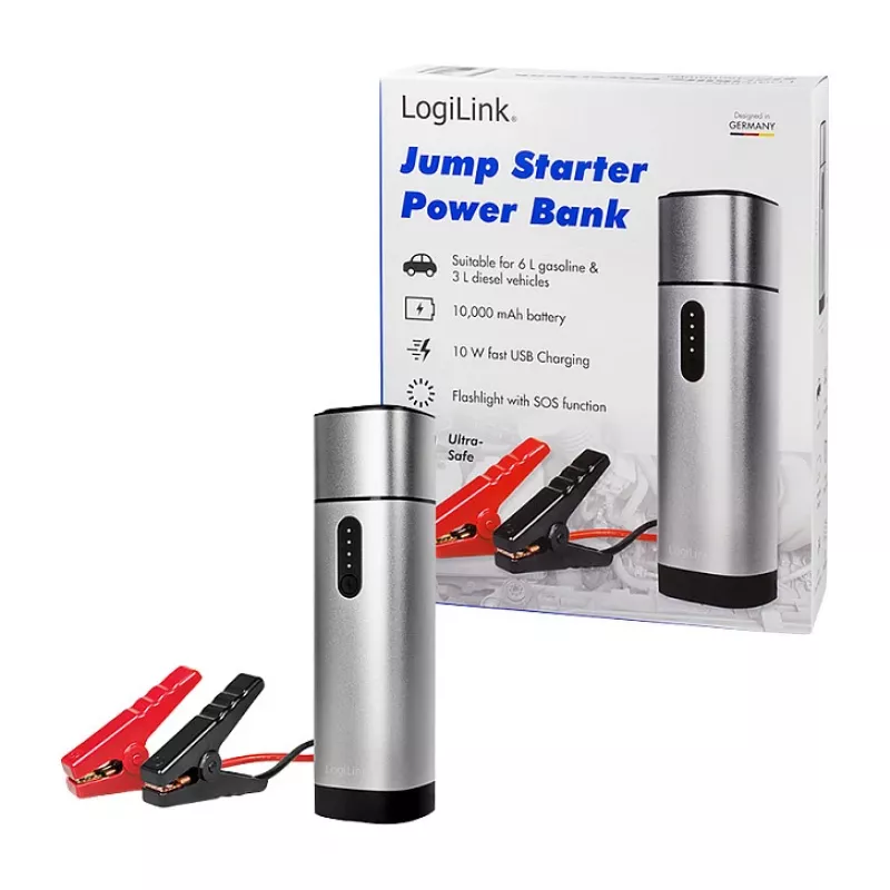 LogiLink PA0266 auto-startbooster en powerbank, 10000 mAh, LED-zaklamp