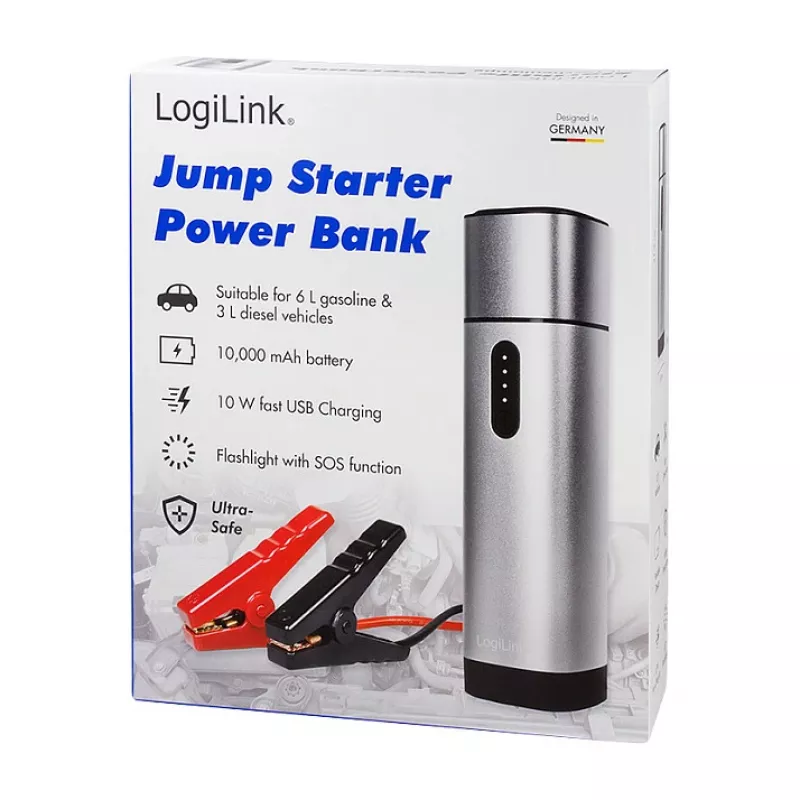 LogiLink PA0266 auto-startbooster en powerbank, 10000 mAh, LED-zaklamp