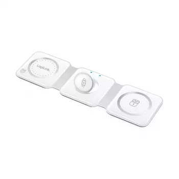 LOGILINK PA0344 magnetische oplader 3-in-1 voor Apple-apparaten, wit, opvouwbaar, MagSafe, 15W