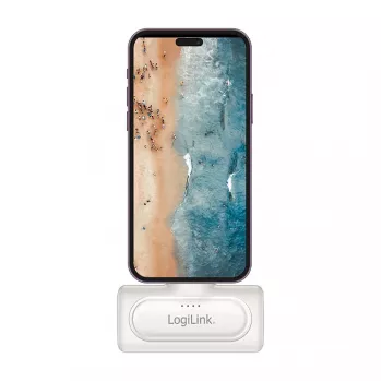 LogiLink PA0349W mobiele powerbank, 5000 mAh, LiPo, geïntegreerde opklapbare USB-C-stekker en USB-C-aansluiting, wit