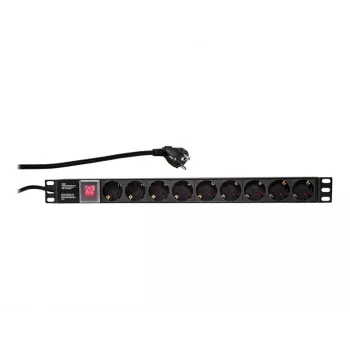 LogiLink Power Distribution Unit (Rack-Mountable) - AC 250 V - 3500 Watt - Ingang: CEE 7/7 - Uitgangen: 9 (Stroom)