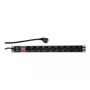 LogiLink Power Distribution Unit (Rack-Mountable) - AC 250 V - 3500 Watt - Ingang: CEE 7/7 - Uitgangen: 9 (Stroom)