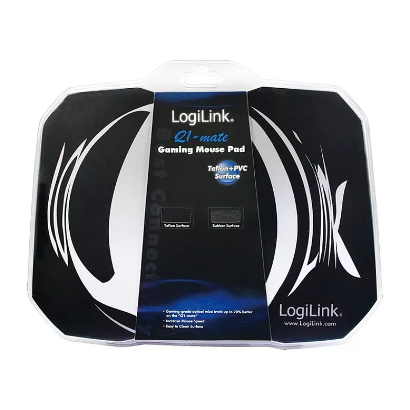 LogiLink Q1 Mate gaming muismat XL – microweefsel, antislip rubberen basis, gestikte randen, zwarte bureaumat