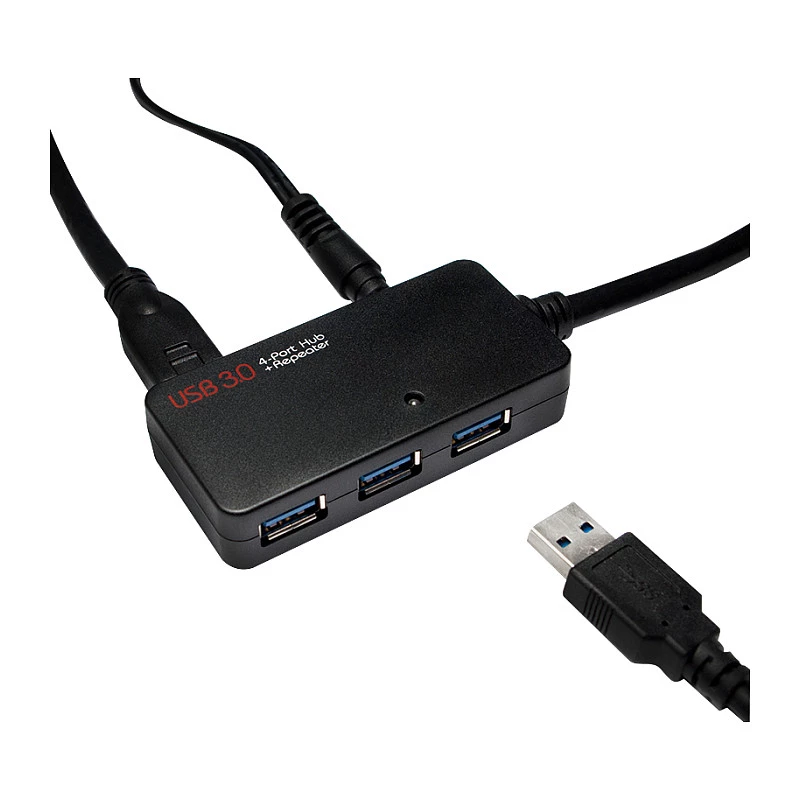 LOGILINK UA0262 USB 3.0 actieve verlengkabel, USB-A male naar 4x USB-A female, 10m, zwart