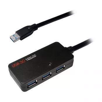 LOGILINK UA0262 USB 3.0 actieve verlengkabel, USB-A male naar 4x USB-A female, 10m, zwart