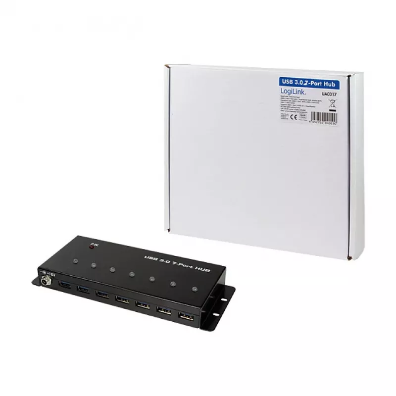 LOGILINK UA0317 USB 3.0 Hub, 7-Port, Metalen behuizing, Industriële kwaliteit