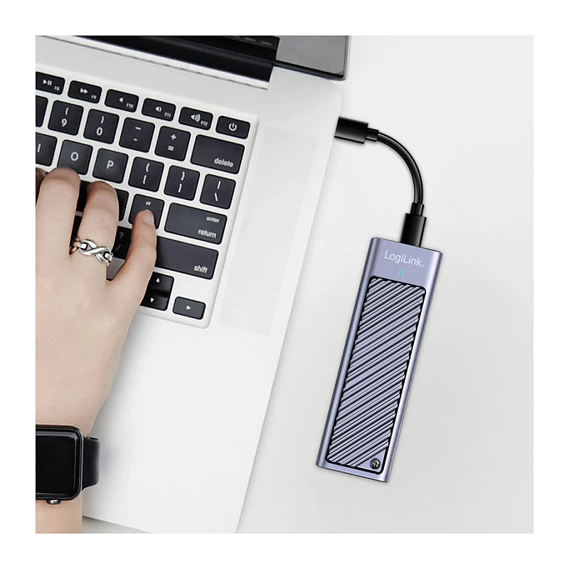 LogiLink UA0435 USB 3.2 Gen 2x2 SSD-behuizing, M.2 NVMe/SATA, USB-C, 20 Gbps, Grijs