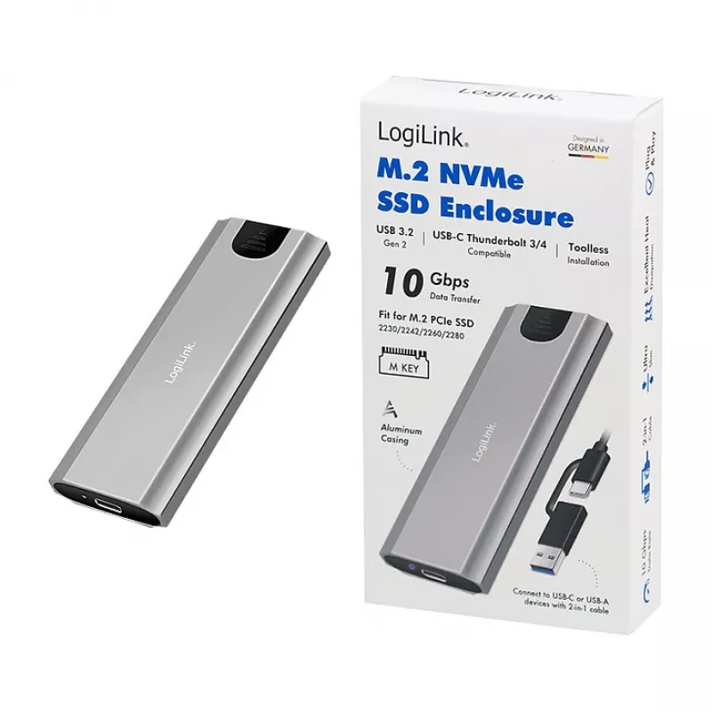 LogiLink UA0439 USB 3.2 Gen 2 SSD-behuizing USB-C naar PCIe NVMe
