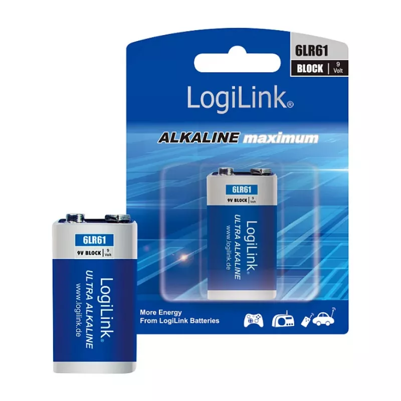 LogiLink Ultra Power alkaline 9V batterij, 1-pack blister