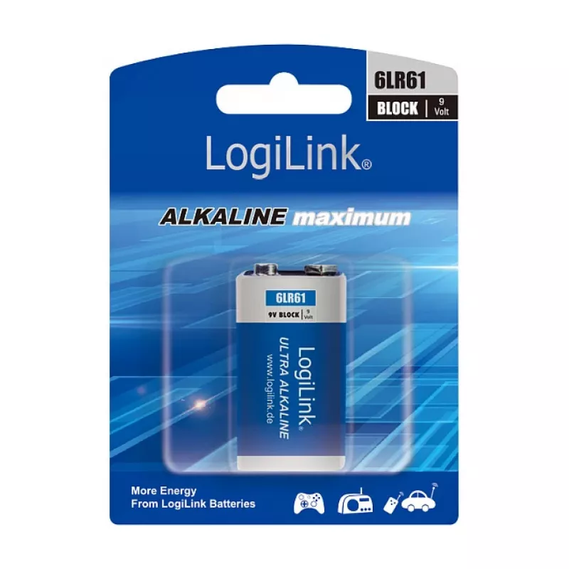 LogiLink Ultra Power alkaline 9V batterij, 1-pack blister