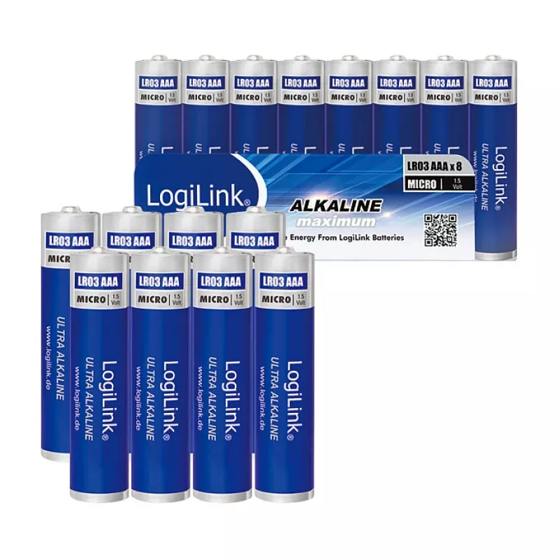 LogiLink Ultra Power alkaline AAA-batterijen, 8-pack, 1,5 V, Longlife Power, kwikvrij