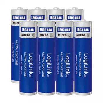 LogiLink Ultra Power alkaline AAA-batterijen, 8-pack, 1,5 V, Longlife Power, kwikvrij