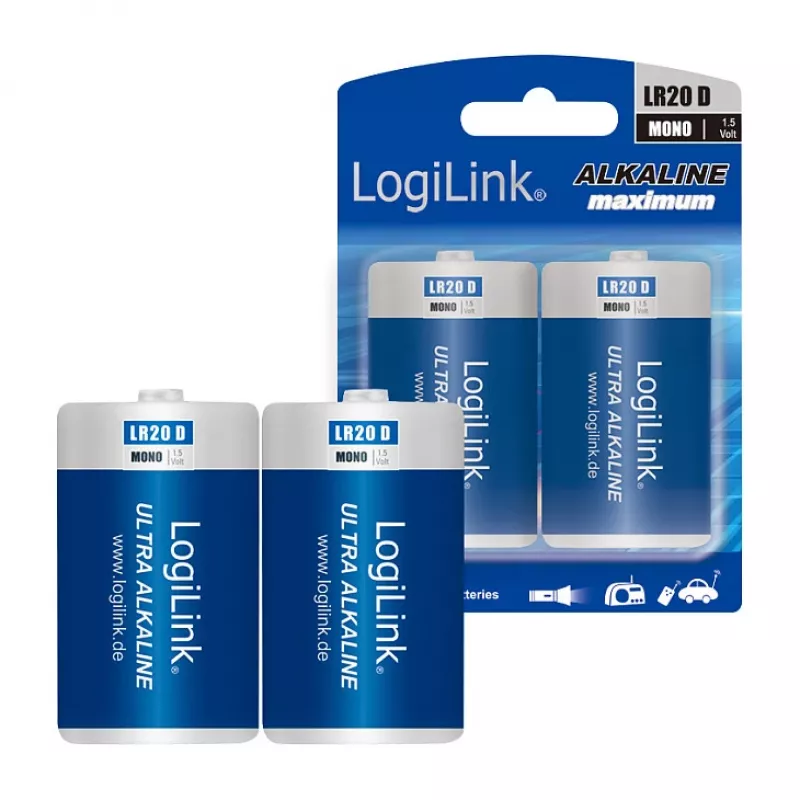 LogiLink Ultra Power alkaline D-batterij LR20 2-pack blister
