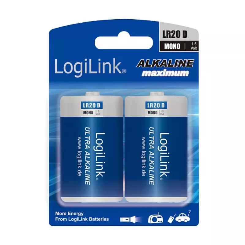LogiLink Ultra Power alkaline D-batterij LR20 2-pack blister