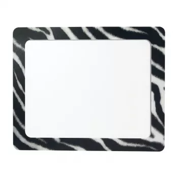 LogiLink ultraplat muismat met geïntegreerd fotolijstje, zebra-design, antislip rubberen basis, 2 mm, 10 x 15 cm foto, zwart/wit