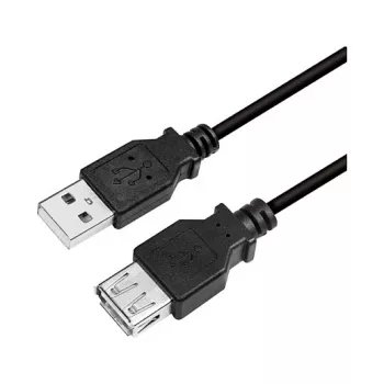 LogiLink CU0011B USB 2.0 verlengkabel, USB-A stekker naar USB-A bus, zwart, 3 m