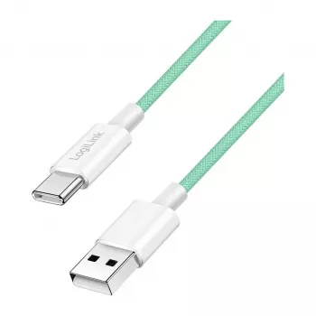 LogiLink USB 2.0 Type-C kabel, A/M naar C/M, 480 Mbit/s, 60 W, nylon, groen, 0,5 m