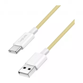 LogiLink USB 2.0 Type-C kabel, A/M naar C/M, 480 Mbps, 60W, nylon, geel, 0,5 m