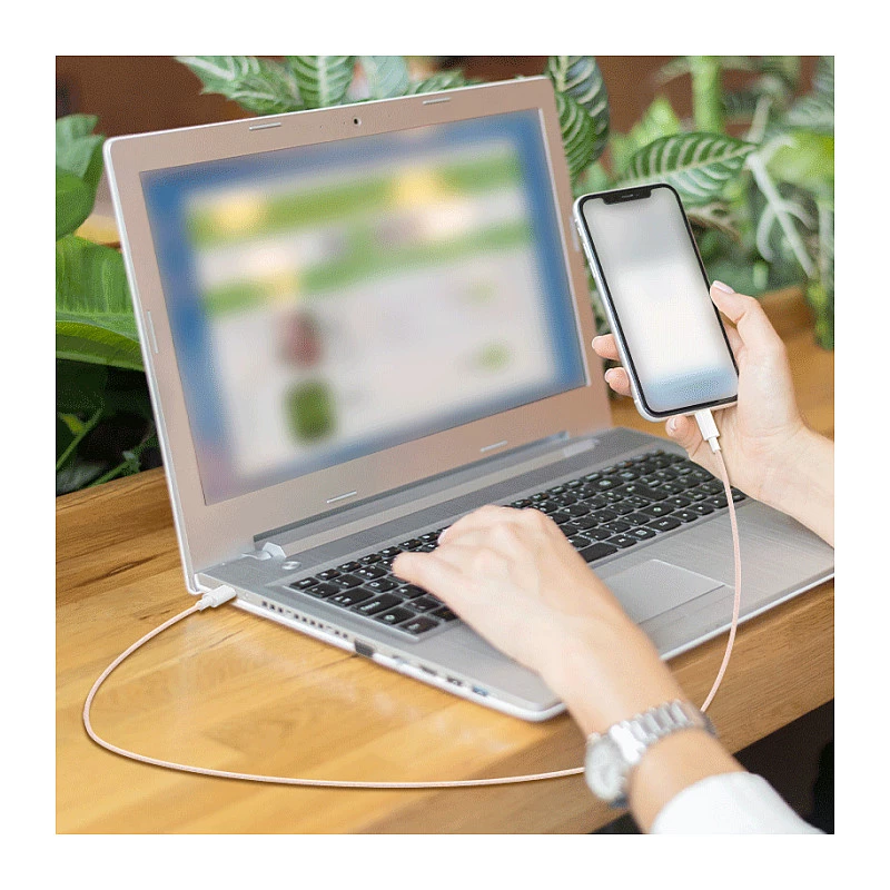 LogiLink USB 2.0 Type-C naar Type-C kabel, 1m, 60W Power Delivery, nylon gevlochten, roze