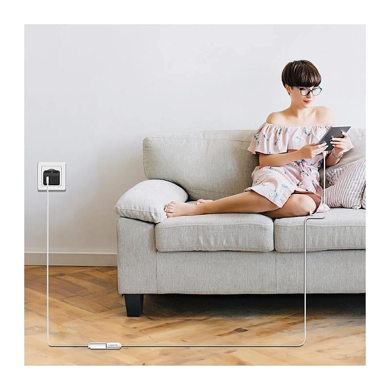 Logilink USB 2.0 USB-C verlengkabel (stekker naar bus) – 100W PD, 480 Mbps, wit, 2m