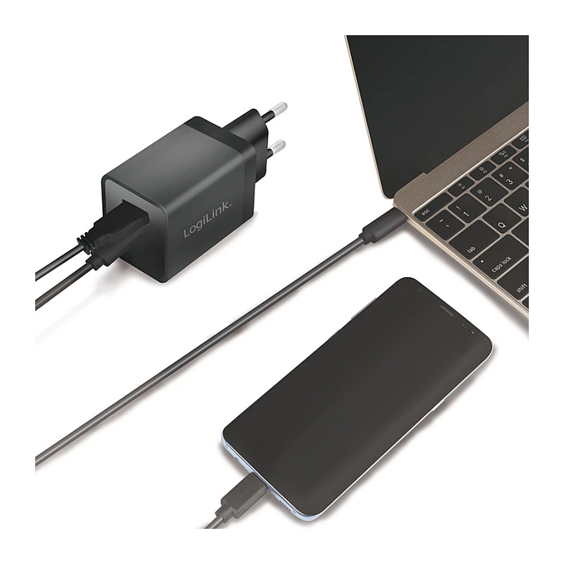 Logilink USB-A/C laadkit, 15 W, elk 1x USB-A, 1x USB-C, zwart