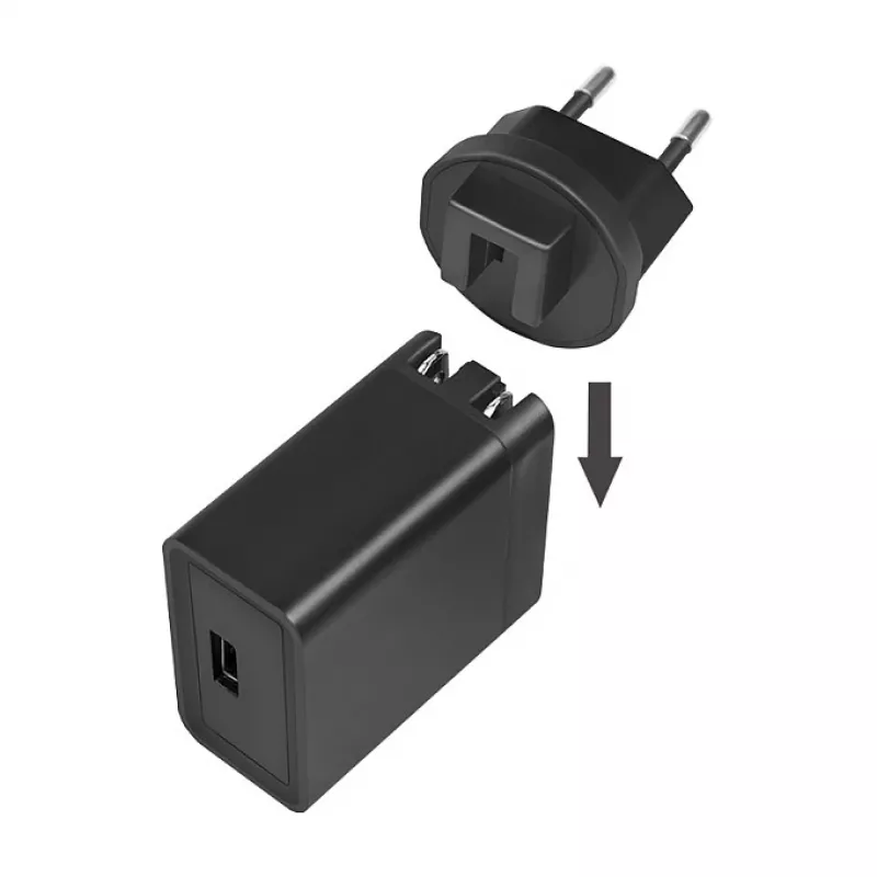 Logilink USB-A reisoplader, 18 W, GaN, 1-poort, 1x USB-A (QC), zwart