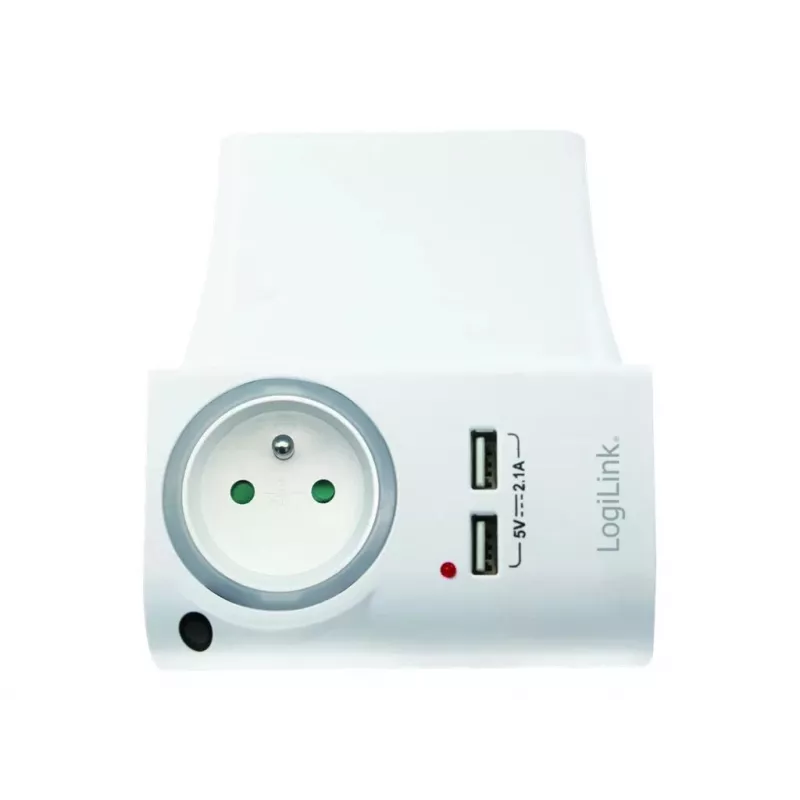 LogiLink USB-A wandoplader 10,5 W, 2 poorten, met laadstation, wit
