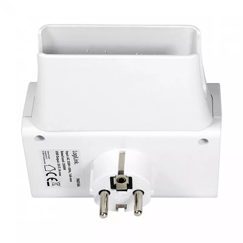 LogiLink USB-A wandoplader 10,5 W, 2 poorten, met laadstation, wit