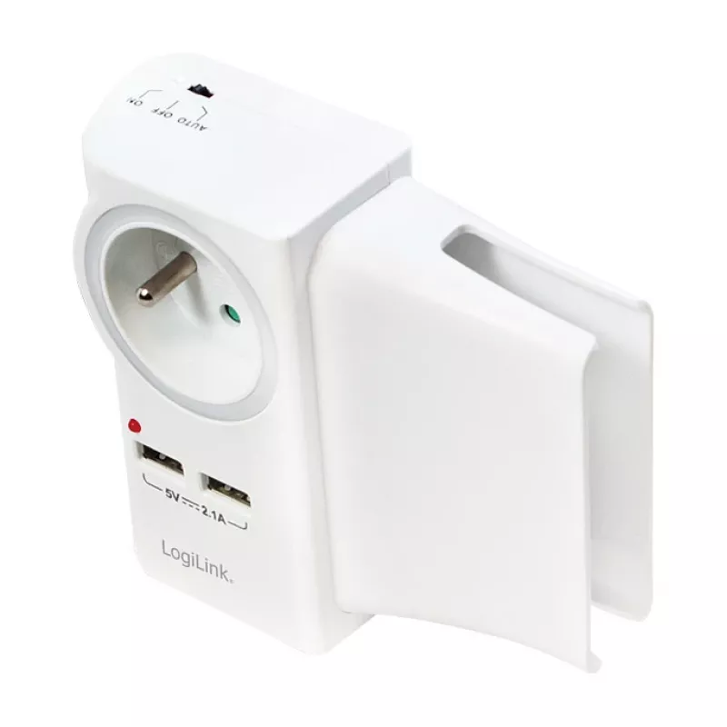 LogiLink USB-A wandoplader 10,5 W, 2 poorten, met laadstation, wit