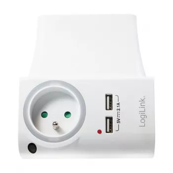 LogiLink USB-A wandoplader 10,5 W, 2 poorten, met laadstation, wit