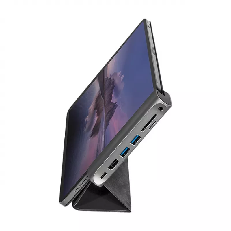 LogiLink UA0385 USB-C dockingstation, 7 poorten, USB 3.2 Gen1, PD, 4K HDMI, SD/microSD, 3,5 mm, voor iPad, aluminium