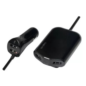 Logilink USB-autolader, 2+2 poorten, 24 W, zwart