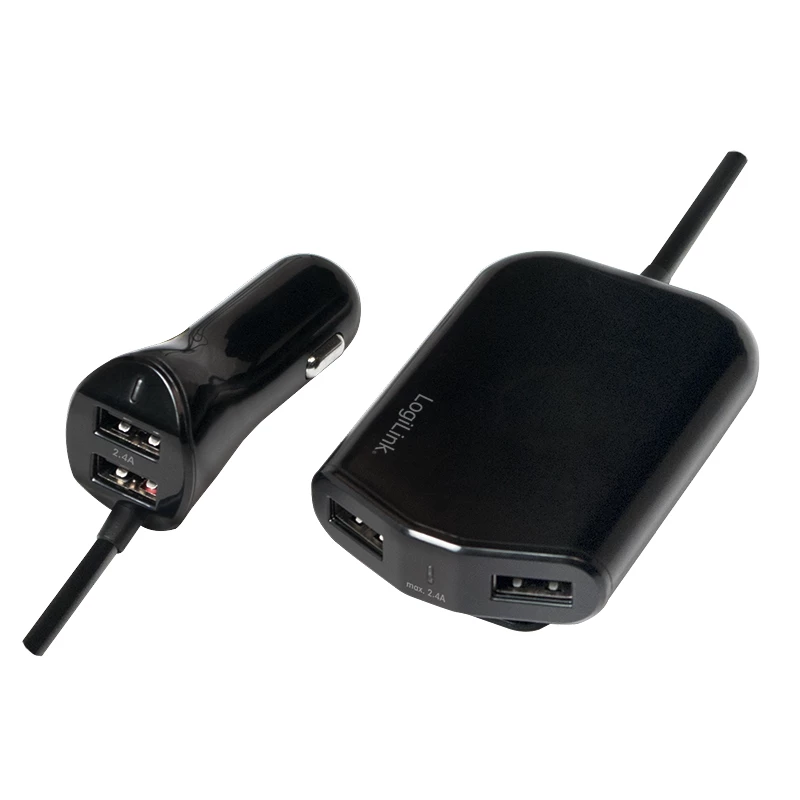 Logilink USB-autolader, 2+2 poorten, 24 W, zwart