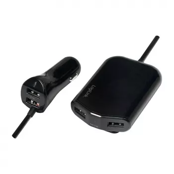 Logilink USB-autolader, 2+2 poorten, 24 W, zwart