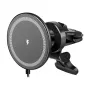 LogiLink draadloze autolader met smartphonehouder 15W, ronde vorm, Qi, automatische klemming, ventilatierooster & zuignap, zwart